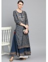 Teal Blue Designer Readymade Party Wear Kurti With Palazzo