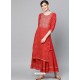 Red Designer Readymade Party Wear Kurti With Palazzo