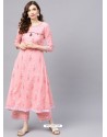 Baby Pink Designer Readymade Party Wear Kurti With Palazzo