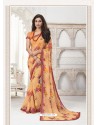 Light Orange Designer Casual Wear Pure Georgette Sari