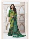 Parrot Green Designer Casual Wear Pure Georgette Sari