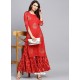 Red Designer Readymade Party Wear Kurti With Palazzo