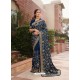 Dark Blue Designer Traditional Wear Heavy Vichitra Blooming Sari