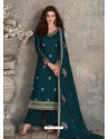 Teal Blue Scintillating Designer Palazzo Salwar Suit