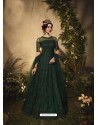 Dark Green Bridal Designer Party Wear Semi-Stitched Net Gown Suit