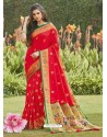 Red Latest Designer Party Wear Silk Sari