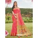 Light Red Latest Designer Party Wear Silk Sari