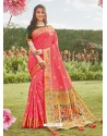 Light Red Latest Designer Party Wear Silk Sari