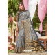 Grey Latest Designer Party Wear Crystal Silk Sari