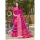 Medium Violet Latest Designer Party Wear Crystal Silk Sari