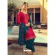 Rose Red Designer Party Wear Jam Silk Cotton Punjabi Patiala Suit