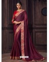 Deep Wine Latest Designer Party Wear Silk Sari
