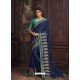 Dark Blue Latest Designer Party Wear Silk Sari