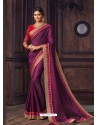 Purple Latest Designer Party Wear Silk Sari