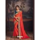 Orange Latest Designer Party Wear Silk Sari