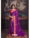 Lavender Latest Designer Party Wear Silk Sari