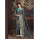 Grey Latest Designer Party Wear Silk Sari