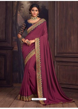 Old Rose Latest Designer Party Wear Silk Sari