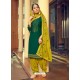 Dark Green Designer Party Wear Jam Silk Cotton Punjabi Patiala Suit