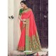 Dark Peach Latest Designer Party Wear Silk Sari