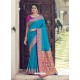 Blue Latest Designer Party Wear Silk Sari