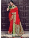 Red Latest Designer Party Wear Silk Sari