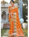 Orange Latest Designer Traditional Party Wear Silk Sari