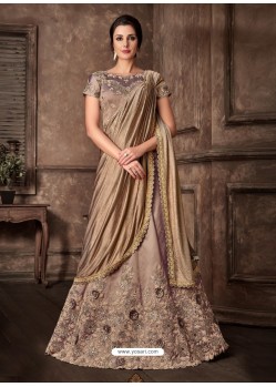 Light Brown Scintillating Designer Fancy Party Wear Lehenga Style Sari