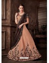 Light Orange Scintillating Designer Fancy Party Wear Lehenga Style Sari