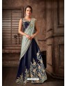 Navy Blue Scintillating Designer Fancy Party Wear Lehenga Style Sari
