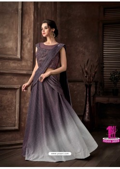 Purple Scintillating Designer Fancy Party Wear Lehenga Style Sari