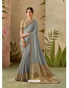 Grey Latest Designer Traditional Party Wear Silk Sari