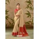 Light Beige Latest Designer Traditional Party Wear Silk Sari