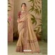 Light Beige Latest Designer Traditional Party Wear Silk Sari