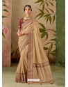 Light Beige Latest Designer Traditional Party Wear Silk Sari