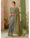 Grey Latest Designer Traditional Party Wear Silk Sari