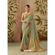 Grayish Green Latest Designer Traditional Party Wear Silk Sari