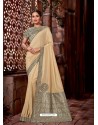 Light Beige Latest Designer Traditional Party Wear Silk Sari