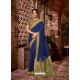 Dark Blue Latest Designer Traditional Party Wear Silk Sari