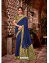 Dark Blue Latest Designer Traditional Party Wear Silk Sari