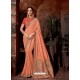 Light Orange Latest Designer Traditional Party Wear Silk Sari