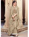 Taupe Cotton Silk Designer Party Wear Palazzo Salwar Suit