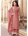Light Red Cotton Silk Designer Party Wear Palazzo Salwar Suit