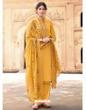 Yellow Cotton Silk Designer Party Wear Palazzo Salwar Suit