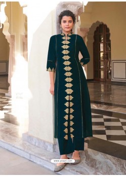 Teal Designer Readymade Party Wear Kurti With Palazzo