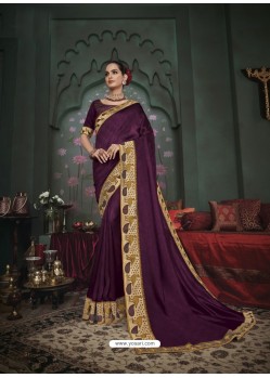 Purple Latest Designer Traditional Party Wear Silk Sari