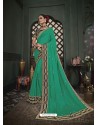 Aqua Mint Latest Designer Traditional Party Wear Silk Sari