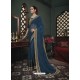 Teal Blue Latest Designer Traditional Party Wear Silk Sari