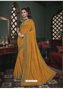 Yellow Latest Designer Traditional Party Wear Silk Sari