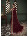 Maroon Latest Designer Traditional Party Wear Silk Sari